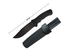 Нож прорезиненная рукоять - 12см, длина - 23см, в чехле, цвет черный 701943