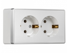 Розетка 2-м открытой установки с заземлением SBE-07w-16-S2-Z белый
