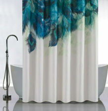 Штора для ванной комнаты 180х180см САНАКС ЗЕЛЕНЫЕ ПЕРЬЯ, без колец 01-85