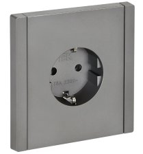 Розетка 1-м с заземлением без защитных шторок FP516 сталь