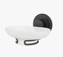 Мыльница MILARDO Easy на вакуумных присосках EASВWSGM42 сталь, черный матовый, матовое стекло