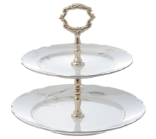 Фруктовница 2-х ярусная Constance Серебряные колосья,отводка платина P1658903SQD7603101