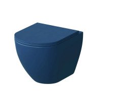 Унитаз подвесной GR-4455BLMS Colour синий матовый, безободковый с сиденьем (485х360х375)