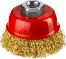 Щетка-крацовка 100хМ14мм Чашка для УШМ витая латунированная сталь 0,3мм MIRAX 35142-100