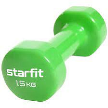 Гантель виниловая STARFIT DB-101 1,5 кг зеленая (1 шт)