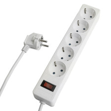 Фильтр сетевой 5вх 1,8м с/з Feron белый