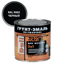 Грунт-эмаль по ржавчине гладкая черная RAL 9005 (0,75л) Dali