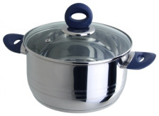 Кастрюля нержавеющая сталь 6,0 л с крышкой AZZURO vitro 93-AV05