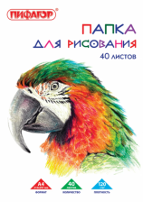 Папка для рисования А4 40 л ПИФАГОР Попугай 120 г/м 129222