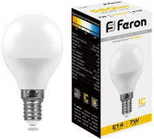 Лампа светодиодная Е14 7W/2700 шар Feron