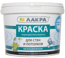 Краска для стен и потолков белоснежная матовая (3кг) Лакра