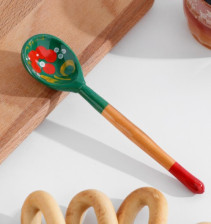 Ложка деревянная чайная Зеленушка 14,7х3,5 см микс хохлома 2454991