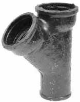 Тройник чугунный канализационный косой 150х150