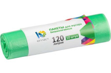 Мешки для мусора 120л 10шт БИО 12мкм зеленые Юпласт
