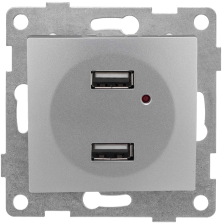Розетка USB 2-м скрытой установки С10USB2-004 серебро