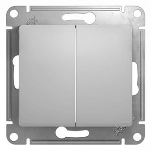 Переключатель 2-м скрытой установки Glossa GSL000365 алюминий