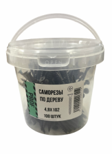 Саморезы 4,8х102 для крепления ГКЛ к дереву 100 шт/уп ведро