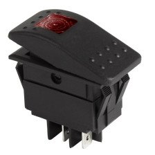 Выключатель клавишный ON-OFF 250V красный с подсв
