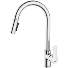 Смеситель для кухни однорычажный IDDIS Cuba CUBSВP0i05 вытяжная лейка, нерж сталь/хром