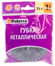 Губка металлическая 15г  PATERRA в инд упак 402-078