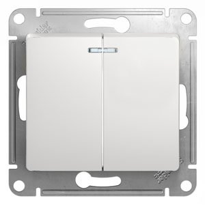 Выключатель 2-м скрытой установки с подсветкой Glossa GSL000153 белый