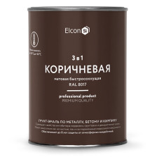 Грунт-эмаль 3 в 1 по ржавчине матовая коричневая RAL 8017 (0,8 кг) Elcon