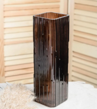 Ваза стеклянная 30х10,5см Квадро браун