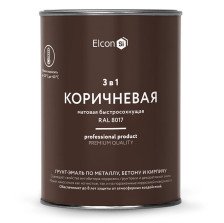 Грунт-эмаль 3 в 1 по ржавчине матовая коричневая RAL 8017 (0,8 кг) Elcon