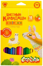 Карандаши цветные 18 цв Каляка-Маляка трехгранные пластик стираемые