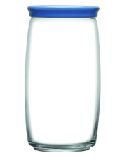 Банка для сыпучих продуктов 1,5 л стеклянная CESNI с голубой пластиковой крышкой 43023SLB