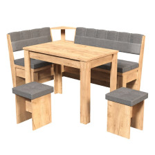 Кухонный уголок Уют 8 дуб крафт золотой/тк серая (скамья +стол +табурет 2шт)