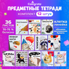 Комплект тетрадей предметных 36 л Calligrata Животные мемы 9364837