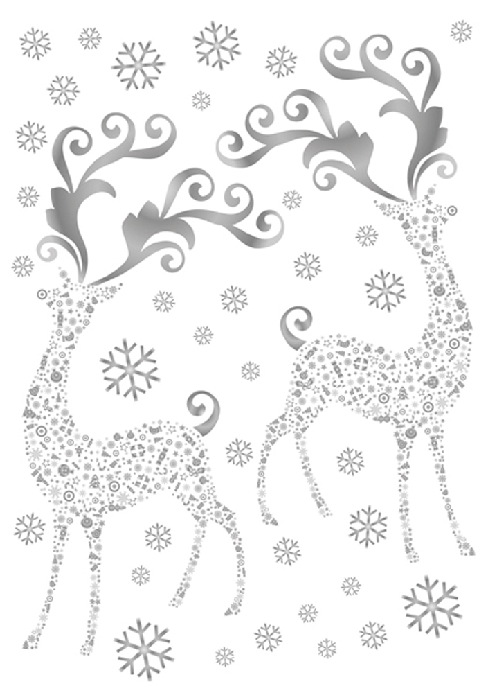 олень из снежинок на окно. наклейки на стекло новый год. наклейка олень. Nl 5001 декоретто сверкающие олени. декор окна на новый год.