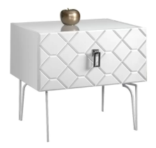 Тумба прикроватная Богемия Fa Lacobel Белый/Хром БМТП-1