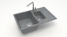 Мойка 755х500 искусственный камень темно-серый 210/Q8