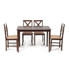 Обеденный комплект Хадсон (стол+4 стула) стол:110х70х75 см cappuccino (темный орех), ткань коричнево-золотая