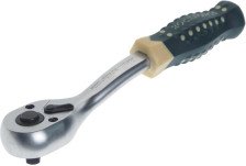 Трещотка 1/4" 72зуб реверсивная усиленная изогнутая с резиновой ручкой ROCKFORCE 802222