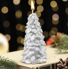 Свеча Новогодняя Сказочная елочка 5,5х10см серебро 221-053