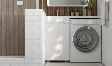 Тумба с раковиной Forte -60/110 левая, под стиральную машину, напольная, белая