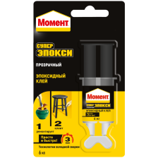 Клей Момент-Супер эпокси прозрачный 6мл шприц