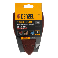 Лист шлифовальный дельтавидный 150x150x100мм P60 11 отв липучка 5шт Denzel 738587