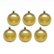 Набор Шаров новогодних 6 см 6 шт блестящий, темно-золотой