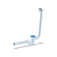 Сифон для ванны с выпуском 1 1/2х40 с переливом, клик-клак, с гофрой 375х40/50 АНИ ЕС155S