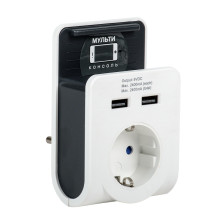 Адаптер Т-02/01 1м 2P+PE 16А 2хUSB 4А ИЭК