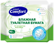 Бумага туалетная COMFORT SMART влажная 42 листа Алоэ Вера 
