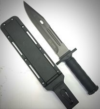 Нож клин 205мм  прорезиненная рукоять, пластиковые ножны, цвет черный 703005