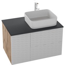 Тумба с раковиной Grossman Альба-80 подвесная, 2ящика, веллингтон/белый