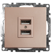 Розетка USB 2-м скрытой установки Катрин GLS10-7115-02 шампань