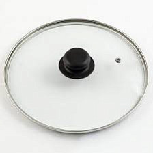 Крышка стеклянная 32 см с метал обод и пластм ручкой