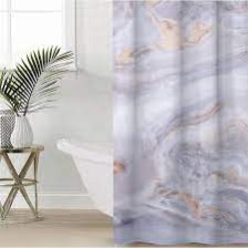 Штора для ванной комнаты 180х180см САНАКС СЕРОГОЛУБОЙ МРАМОР без колец 01-80